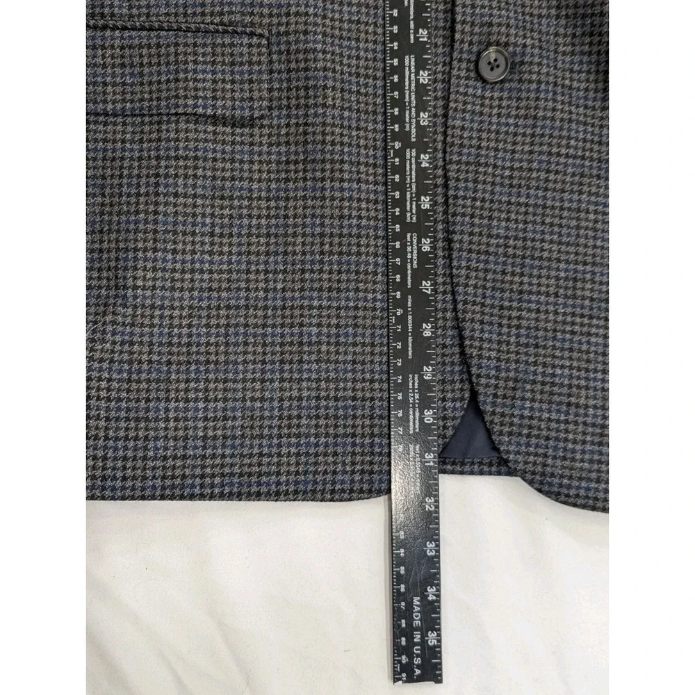 New No Tags Chaps Blazer Sports Jacket Coat Lambswool Gray Houndstooth 48R‎ 50